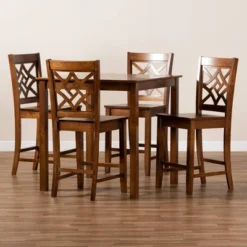 5pc Nicolette Wood Pub Dining Set Walnut/Brown - Baxton Studio -Outlet Baxton Studio Store GUEST f59979d4 3a5e 4f14 8d09 1af0c00c091a