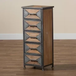Laurel Wood 5 Drawer Cabinet Gray/Brown - Baxton Studio -Outlet Baxton Studio Store GUEST f5abbe30 5880 4bfa bbfb 85ea437b2837