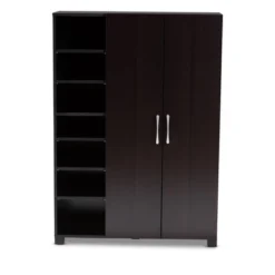 Marine Finished 2 Door Wood Entryway Shoe Storage Cabinet With Open Shelves Brown - Baxton Studio -Outlet Baxton Studio Store GUEST f67e19fe 6463 434e 9e61 4e43613cf43c