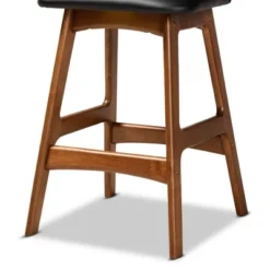 2pc Darrin Faux Leather And Wood Counter Height Barstools Black/Walnut/Brown - Baxton Studio -Outlet Baxton Studio Store GUEST f6d85195 3a9e 4aed 8a27 768e8de6a669