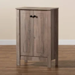Derek Wood 2 Door Shoe Cabinet-Oak - Baxton Studio -Outlet Baxton Studio Store GUEST f74e77a0 b56e 4464 903c 680aea751409