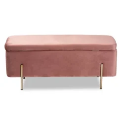 Rockwell Blush Velvet Metal Storage Bench Pink/Gold - Baxton Studio -Outlet Baxton Studio Store GUEST f76b090b 95f3 408f a701 1ad7c6deac84