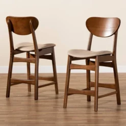 2pc Katya Fabric Upholstered And Wood Counter Height Barstool Set - Baxton Studio -Outlet Baxton Studio Store GUEST f87fbad5 f186 4017 ad77 33906e84937d