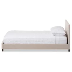 Elizabeth Modern And Contemporary Fabric Upholstered Panel - Stitched Platform Bed - Baxton Studio
