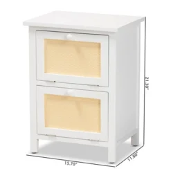 Sariah Wood Rattan 2 Door Nightstand White - Baxton Studio -Outlet Baxton Studio Store GUEST f8e9593b 3d90 459a bf27 8391b960899c
