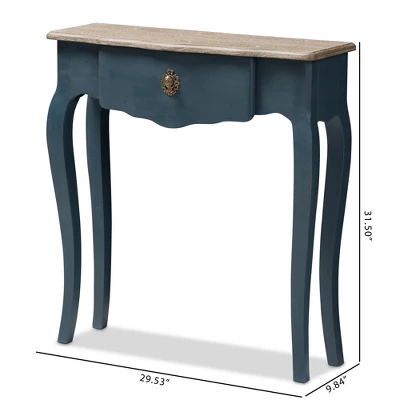 Mazarine Classic And Provincial Spruce Finished Console Table Blue - Baxton Studio 10 Mazarine Classic And Provincial Spruce Finished Console Table Blue - Baxton Studio - Image 10