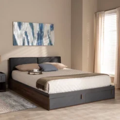 Queen Rikke Two-Tone Wood Platform Storage Bed With Upholstered Headboard Gray - Baxton Studio 12 Queen Rikke Two-Tone Wood Platform Storage Bed With Upholstered Headboard Gray - Baxton Studio -Outlet Baxton Studio Store GUEST f9eca362 7f21 48be b588 1dee53504ce1