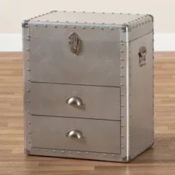 Serge Metal 2 Drawer Accent Storage Chest Silver - Baxton Studio -Outlet Baxton Studio Store GUEST fa009f94 ab4f 4d1d 9069 235abe7e2caa