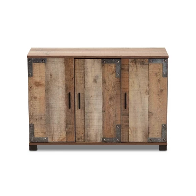 3 Door Cyrille Wood Shoe Cabinet Brown - Baxton Studio 2 3 Door Cyrille Wood Shoe Cabinet Brown - Baxton Studio - Image 2