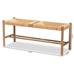 Saura Oak Wood Hemp Dining Bench Brown - Baxton Studio -Outlet Baxton Studio Store GUEST fa887503 5f62 49b3 aa58 2f28bf9f7969