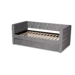 Larkin Velvet Fabric Upholstered Daybed With Trundle - Baxton Studio -Outlet Baxton Studio Store GUEST fad3cf65 3703 4c3c 9f48 8700214a4358