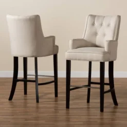 2pc Aldon Upholstered And Wood Bar Stool Set - Baxton Studio -Outlet Baxton Studio Store GUEST fb75c636 7e33 4193 8c94 575d6beef286