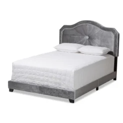 Embla Velvet Fabric Upholstered Bed - Baxton Studio -Outlet Baxton Studio Store GUEST fbeec347 b5d6 40f9 8ffe a874ee2e0fba