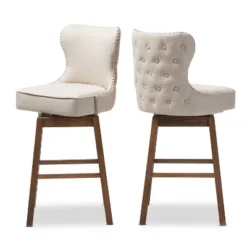 Gradisca Modern And Contemporary Wood Finishing Upholstered Barstools Set Of 2 - Baxton Studio -Outlet Baxton Studio Store GUEST fc2bee99 04e1 43ed 976f c9ccbd6fe9c3