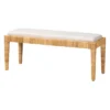 Sofia Rattan And Mahogany Wood Bench White/Natural Brown - Baxton Studio