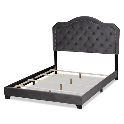 Samantha Velvet Upholstered Button Tufted Bed - Baxton Studio 2 Samantha Velvet Upholstered Button Tufted Bed - Baxton Studio - Image 2