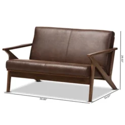 Bianca Mid-Modern Walnut Wood Distressed Faux Leather 2 Seater Loveseat Dark Brown - Baxton Studio -Outlet Baxton Studio Store GUEST fcc4598f e0d0 4d14 aad7 74a0c9f1f84d