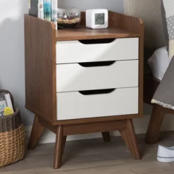Brighton Mid - Century Modern Wood 3 - Drawer Storage Nightstand - Brown - Baxton Studio -Outlet Baxton Studio Store GUEST fccf897a d2c9 4822 a07e d86a091f606c
