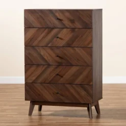 Hartman Wood 5 Drawer Storage Chest Walnut Brown - Baxton Studio -Outlet Baxton Studio Store GUEST fd863f94 e770 455c ba2f aa6a598f876e