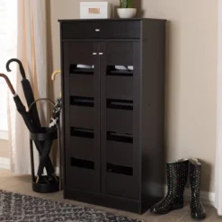 Acadia Modern And Contemporary Finished Shoe Cabinet Dark Brown - Baxton Studio -Outlet Baxton Studio Store GUEST fd9ff826 0524 41ce be91 4f75afb95f30