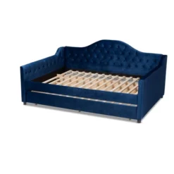 Perry Velvet Daybed With Trundle - Baxton Studio -Outlet Baxton Studio Store GUEST fdf25d9b f83f 4ba9 a1f6 b153ce4980f4