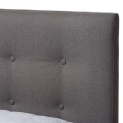 King Alinia Mid Century Retro Modern Fabric Upholstered Walnut Wood Platform Bed - Baxton Studio -Outlet Baxton Studio Store GUEST fe357e65 064f 4f3e 8f2a 06c0da28338c