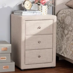 Tessa 3 Drawer Nightstand - Baxton Studio -Outlet Baxton Studio Store GUEST feaabea1 f85a 4b02 b790 eb5eab616913