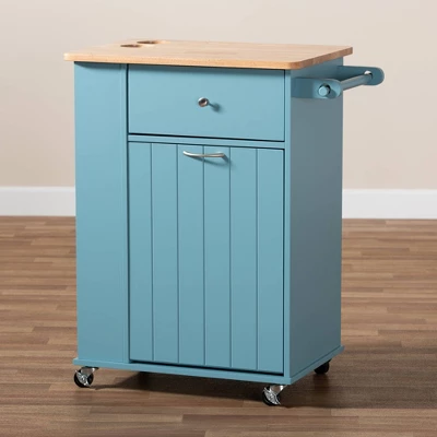 Liona Sky Wood Kitchen Storage Cart Blue/Natural - Baxton Studio 12 Liona Sky Wood Kitchen Storage Cart Blue/Natural - Baxton Studio - Image 12