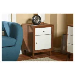 Harlow Mid-Century Modern Scandinavian Style Wood 3 Drawer Chest White/Walnut - Baxton Studio -Outlet Baxton Studio Store GUEST fed19ab8 3347 459f a50d 7a68061b2cf3