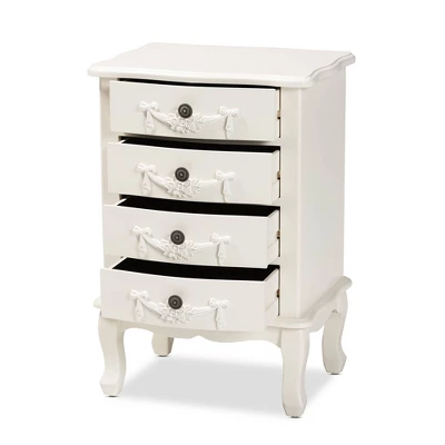 Callen Wood 4 Drawer Nightstand White - Baxton Studio 2 Callen Wood 4 Drawer Nightstand White - Baxton Studio - Image 2