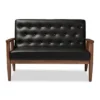 Sorrento Mid-Century Retro Modern Faux Leather Upholstered Wooden 2 Seater Loveseat - Baxton Studio