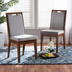 2pc Octavia Wood Dining Chair Set - Baxton Studio -Outlet Baxton Studio Store GUEST ff2d5c48 a3d0 4fb6 a884 1ae4e68627ee
